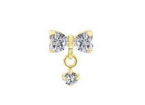 Accessoire interne Titane pvd gold 0.9 motif nœud papillon pendant strass blanc