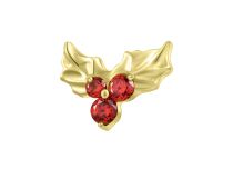 Accessoire interne Titane pvd gold 0.9 motif feuille de gui strass rouge