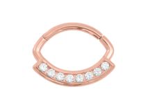 Anel de dobradiça de aço rosa com strass branco | Itc