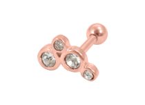 Barbell Aço Ouro Rosa padrão 4 Strass | Itc