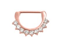 Pinça de mamilo em aço ouro rosa com strass branco | Itc