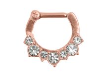 Anel de septo em aço dourado rosa com dobradiça de cristal branco | Itc