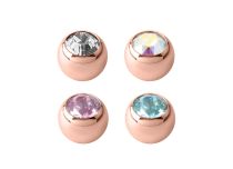 Bola de Aço Ouro Rosa com Cristal Facetado Parafuso | Itc