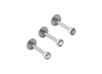 Labret Aço Faceta de Cristal 3 mm Colorido |Itc