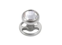 Implante dérmico desenroscável em titânio com disco de strass branco de 1,2x 3mm.