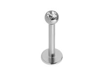 Caixa 10 pcs Labret de disco estéril de titânio 4 mm Bola 2.5 mm Strass Branco | Itc