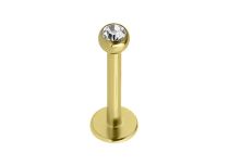 Labret Titanium PVD Gold Sterile White Rhinestone Ball 3 mm | Itc
