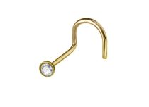 Tacha de nariz estéril em titânio PVD dourado com cristal branco | Itc