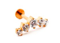 Labret Titane PVD Gold Interne Stérile motif Arc de Strass | Itc