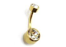 Banana Titânio PVD Ouro Esterilizado Interno Bola 5 / 8 mm Duplo Strass | Itc