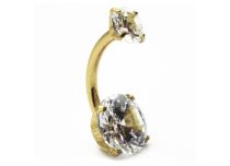 Banana Titanium PVD Gold Esfera interna estéril 5 / 8 mm Duplo Strass Riscado