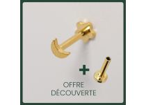 Labret Titane PVD Gold Interne Stérile motif Croissant de Lune | Itc