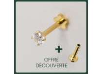 Labret Titane PVD Gold Interne Stérile motif Griffé Rond | Itc