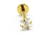 Labret Titane PVD Gold Internal Thread Sterile Square Scratched Pattern | Itc