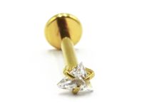 Titânio Labret PVD Ouro Fio Interno Estéril Triângulo Padrão Riscado | Itc
