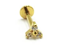 Labret Titânio PVD Ouro Interno Estéril Strass Trinity | Itc