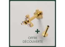 Labret Titane PVD Gold Interne Stérile motif Strass Trinité | Itc