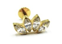 Etiqueta Titane PVD Ouro Interne Stérile motif marquise 4 Strass | Itc