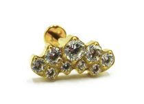 Labret Titânio PVD Ouro Interno Estéril Strass Padrão de Chama | Itc
