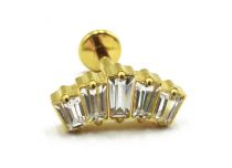 Labret Titânio PVD Ouro Interno Estéril Strass Padrão Coroa | Itc