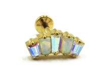 Labret Titânio PVD Ouro Interno Estéril Azul Iridescente Strass Coroa | Itc