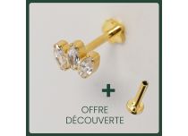 Labret Titane PVD Gold Interne Stérile motif Marquise 3 Strass | Itc