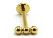 Labret Titanium PVD Gold Padrão interno estéril 3 bolas rectas | Itc