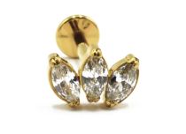 Labret Titane PVD Gold Internal Thread Sterile pattern Marquise 3 Strass | Itc