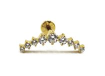 Labret Titânio PVD Ouro Padrão Interno Estéril Coroa 9 Strass Branco | Itc