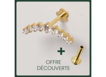 Labret Titane PVD Gold Interne Stérile motif Couronne 9 Strass Blanc | Itc