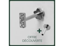 Labret Titane Interne Stérile motif Barre 3 Strass | Itc