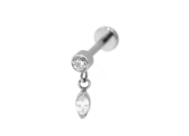 Labret Titane Interne Stérile motif Rond Pendentif Ovale à Strass Blanc | Itc