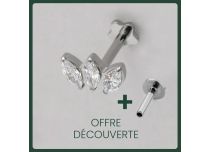 Labret Titane Interne Stérile motif Marquise 3 Marquise à Strass Blanc | Itc