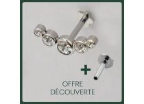 Labret Titane Interne Stérile motif Arc de 5 Strass Rond | Itc
