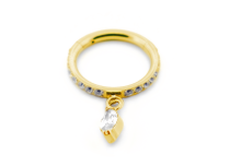 Anneau charnière Titane PVD GOLD stérile 1,2x8 strass et pendentif strass