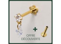 Labret Titane PVD Gold Interne Stérile motif Strass et pendentif Ovale | Itc