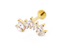 Etiqueta Titane PVD Ouro Interne Stérile motif Marquise 7 Strass Courbes | Itc
