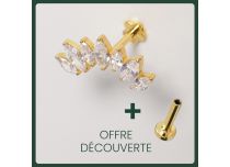 Labret Titane PVD Gold Interne Stérile motif Marquise 7 Strass Courbés | Itc