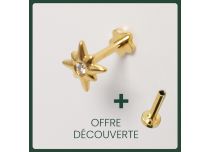Labret Titane PVD Gold Interne Stérile motif Etoile de bergé strass BL | Itc