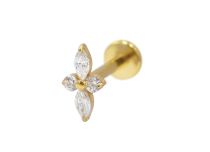 Labret Titanium PVD Gold Interno Estéril Pétalas strass BL | Itc