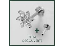 Etiqueta com motivo de flor 6 strass