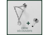 Labret Titane Interne Stérile Barre Courbé et Chaine avec Strass | Itc