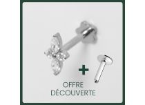 Labret Titane Interne Stérile motif Petales strass BL | Itc