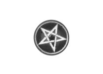 Disco de aço aparafusado com motivo de cruz satânica branca | Itc