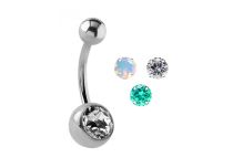 Banana de umbigo de titânio com faceta de cristal colorido | Itc