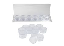 Expositor acrílico para 10 caixas de acessórios redondas de 4 cm