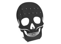 Expositor acrílico caveira e ossos cruzados 12 jóias para septo 14 x 18 cm